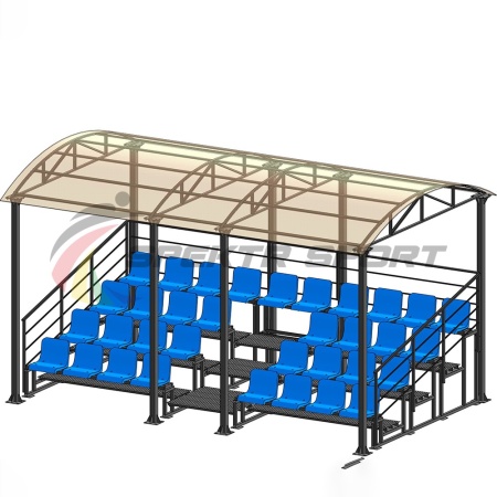 Купить Трибуна для зрителей 4 ряда на 34 места с навесом и перилами в Геленджике 